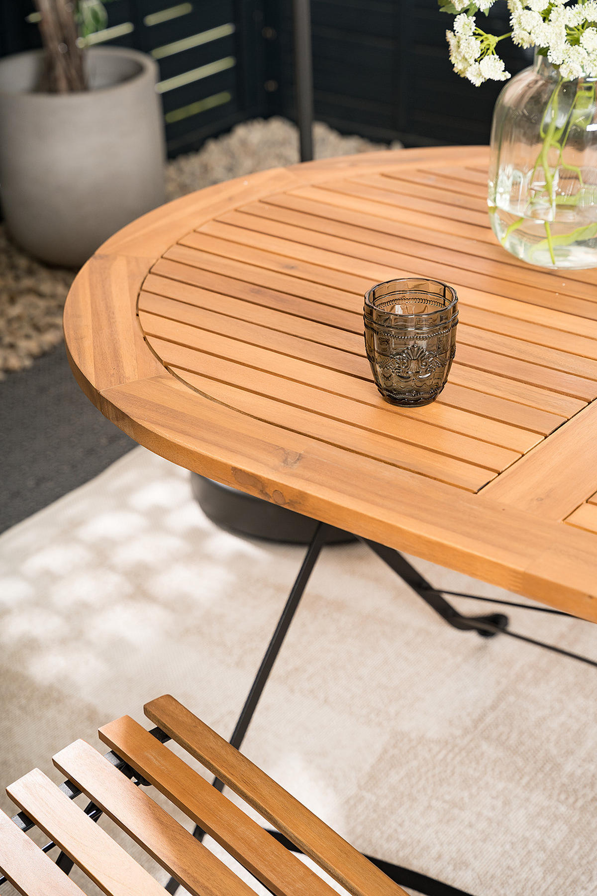 GARTENTISCH OVAL - Akazie massiv / Stahl - Braun / Schwarz - Schwarz/Braun, Holz/Metall (90/140/75cm) - home24