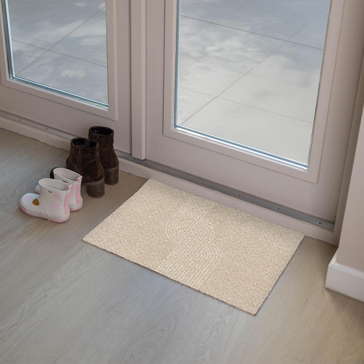 FUSSMATTE Parallele Linien - Leichte Textur - Beige 60x40 cm - Beige, Kunststoff (60/0.4cm) - MuchoWow