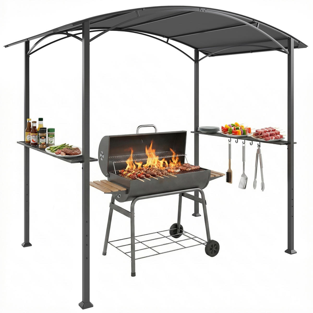 PAVILLON Grau 1 Stück - Grau, Metall (152/218/245cm) - GiPP