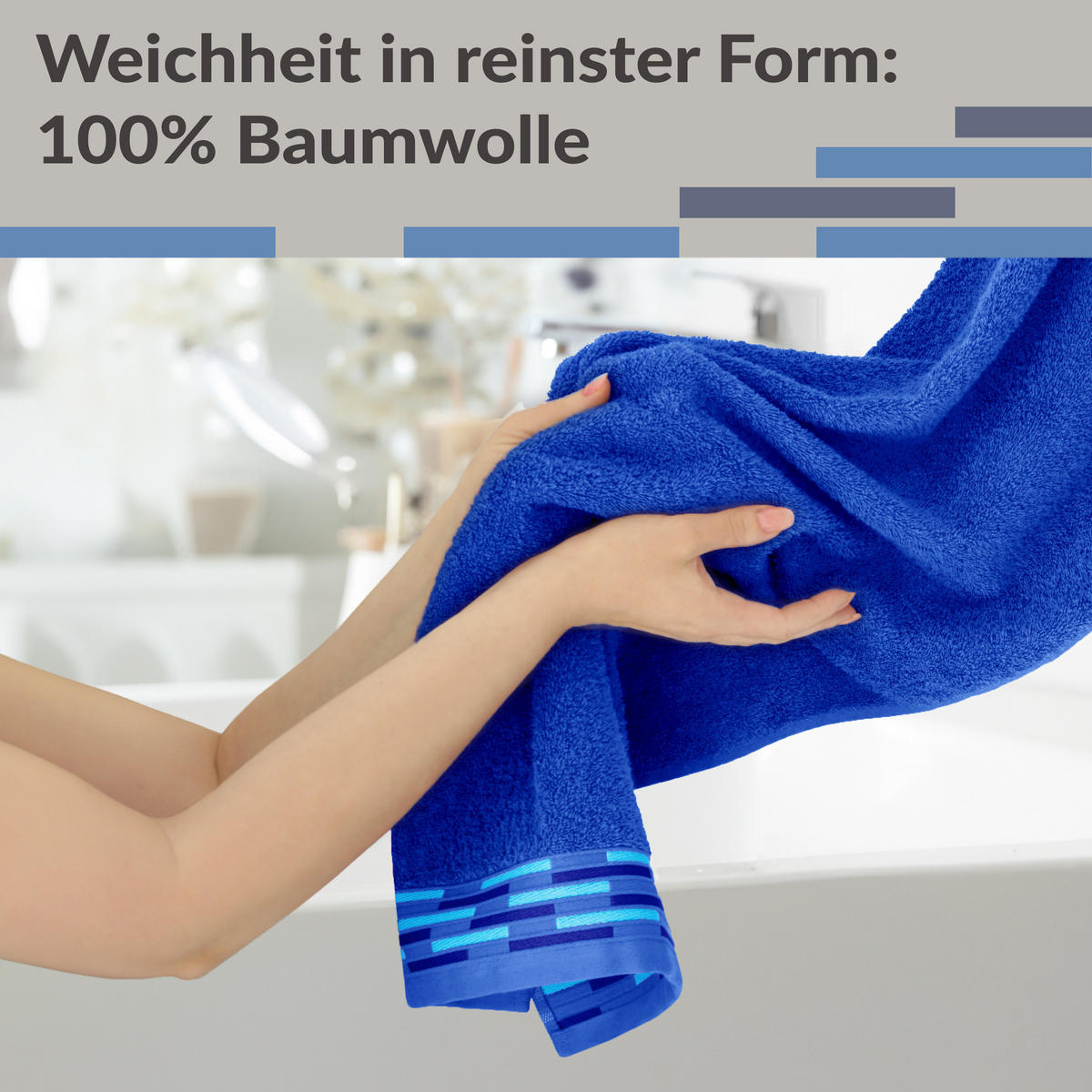HANDTUCH Lugano Königsblau 2er 50x100 cm - Dunkelblau, Textil (50/100cm) - Lashuma