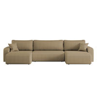 ECKSOFA U-Form Mit Schlaffunktion Und Bettkasten MILANO Stoff Hellbraun - Hellbraun, Holz (312/145cm) - Kaiser Möbel
