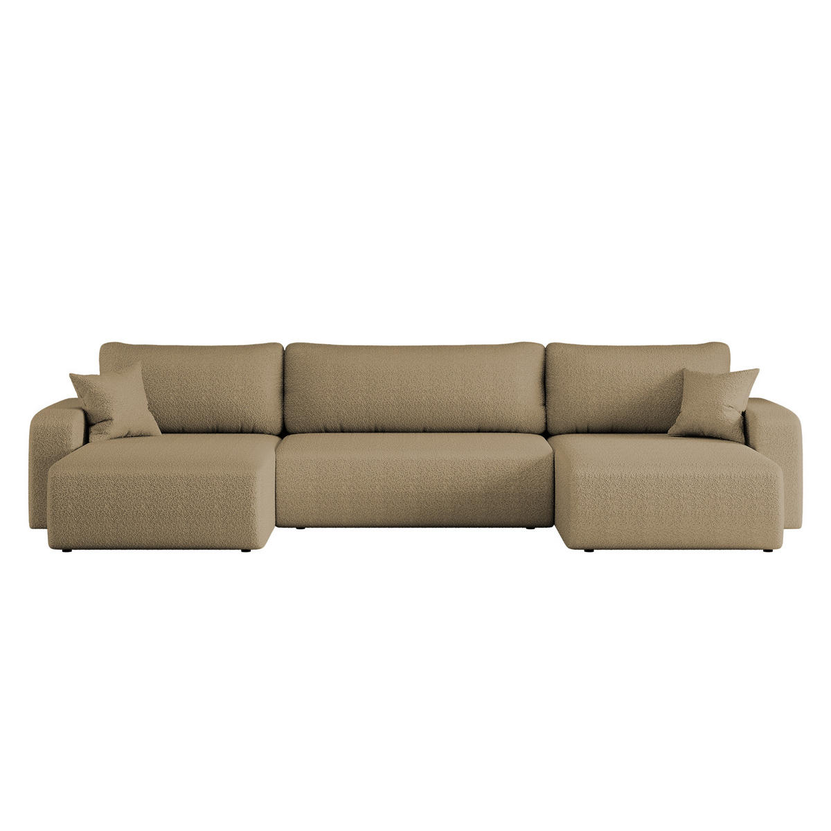 ECKSOFA U-Form Mit Schlaffunktion Und Bettkasten MILANO Stoff Hellbraun - Hellbraun, Holz (312/145cm) - Kaiser Möbel