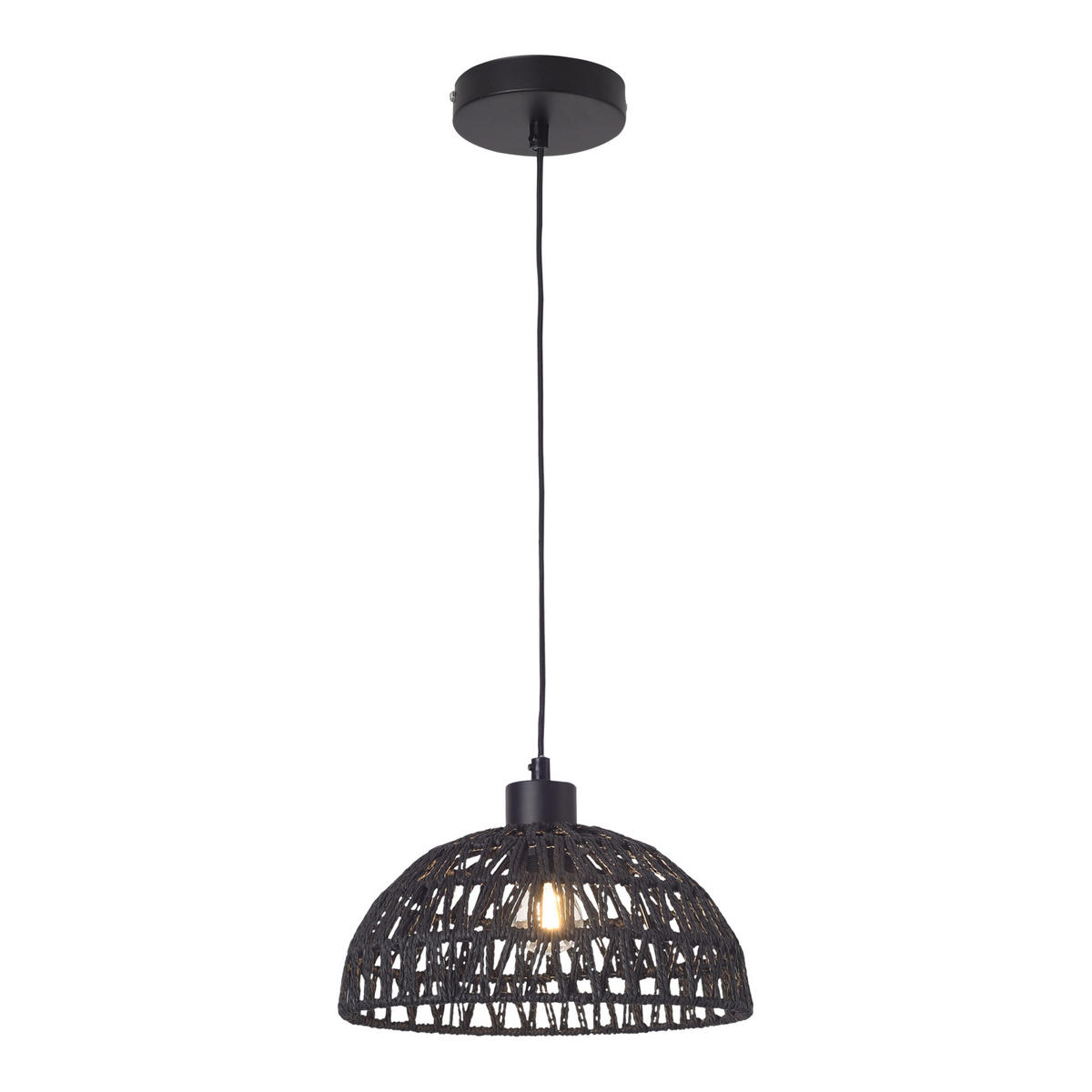 HÄNGELAMPE Alton - Schwarz, Naturmaterialien/Metall (25/25/156cm) - lux.pro