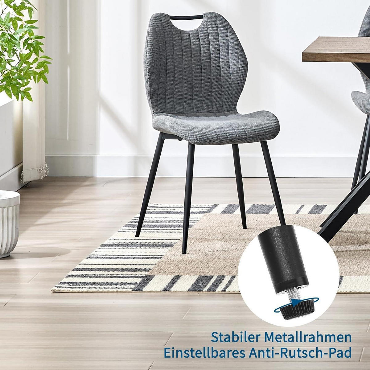 ESSZIMMERSTÜHLE 2er Set mit Stoff-Rückenlehne und Metallbeinen - Grau, Textil (44/88/41cm)