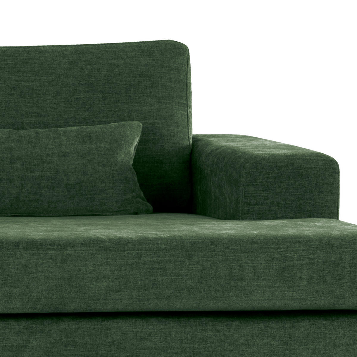 ECKSOFA mit Longchair - Dunkelgrün/Eichefarben, Eichenholz/Textil (281/153cm) - home24