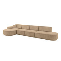 ECKSOFA Ottomane Links MARI-L3-v3 - 413x171x83 cm Taupe Velours - Taupe/Schwarz, Holzwerkstoff/Kunststoff (413/171cm) - ALTDECOR