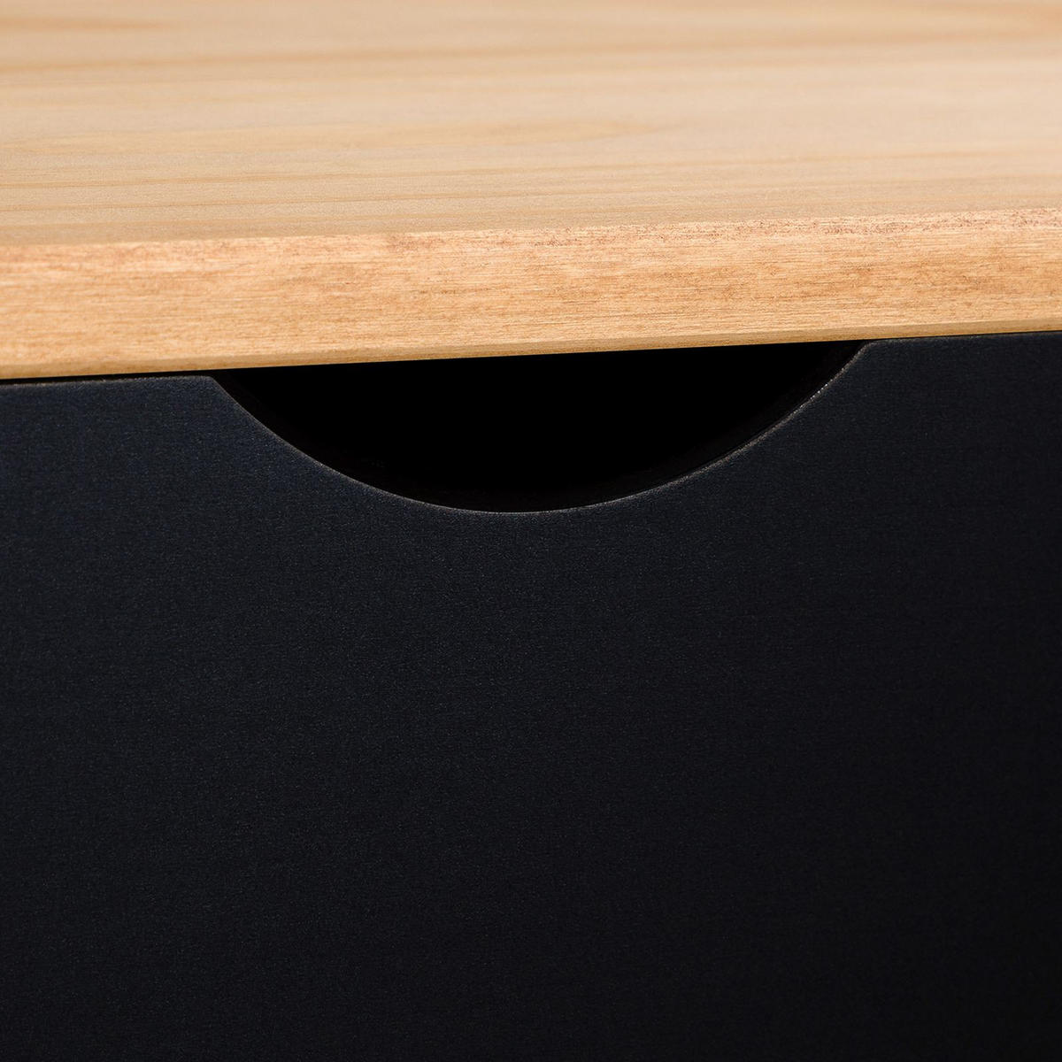 NACHTTISCH COLIMA schwarz/Vintage - Dunkelbraun/Schwarz, Holz (50/46/40cm) - IDIMEX