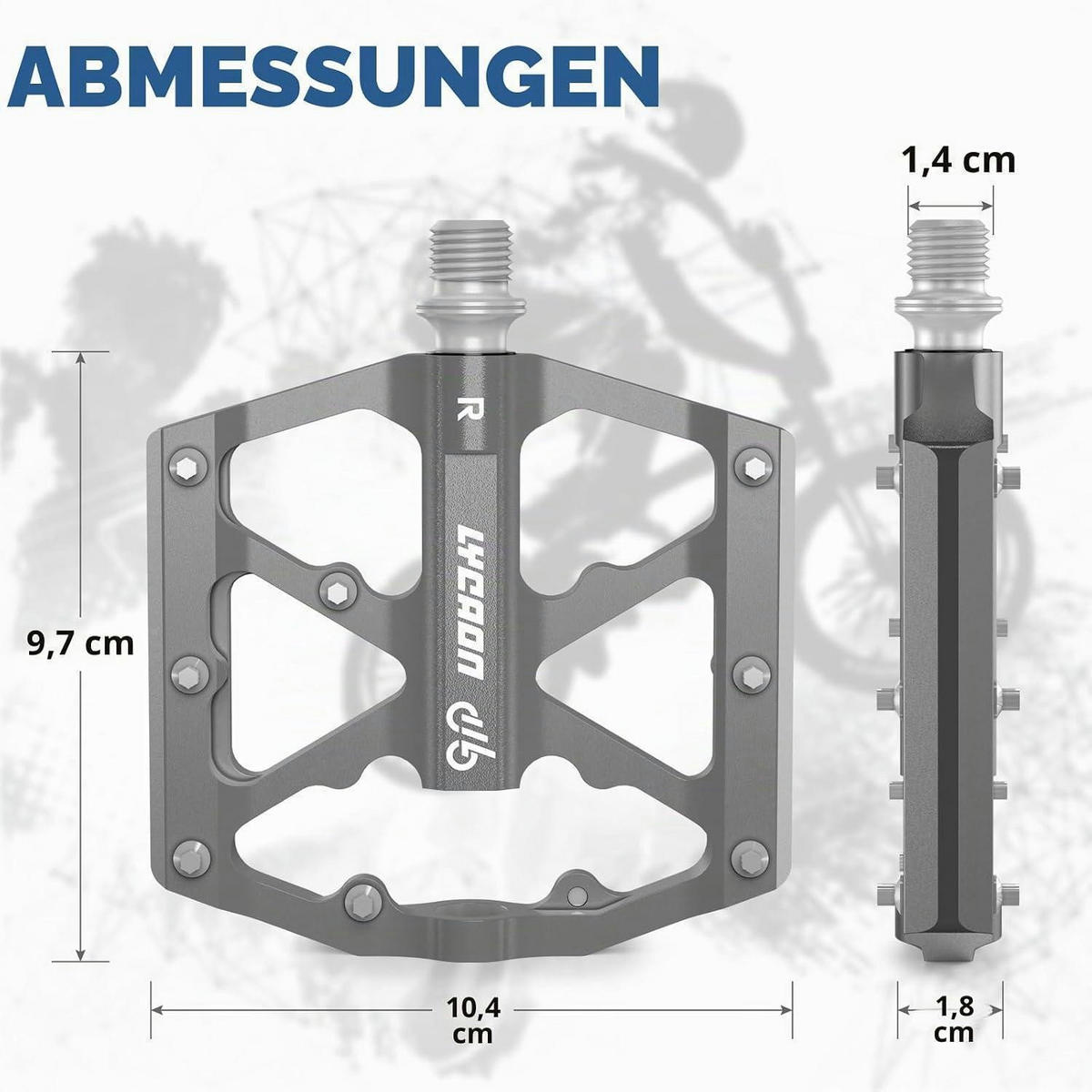 FAHRRADPEDALE Aluminiumlegierung rutschfest Titaniumgrau - Grau, Metall (9.7/1.8/10.4cm)