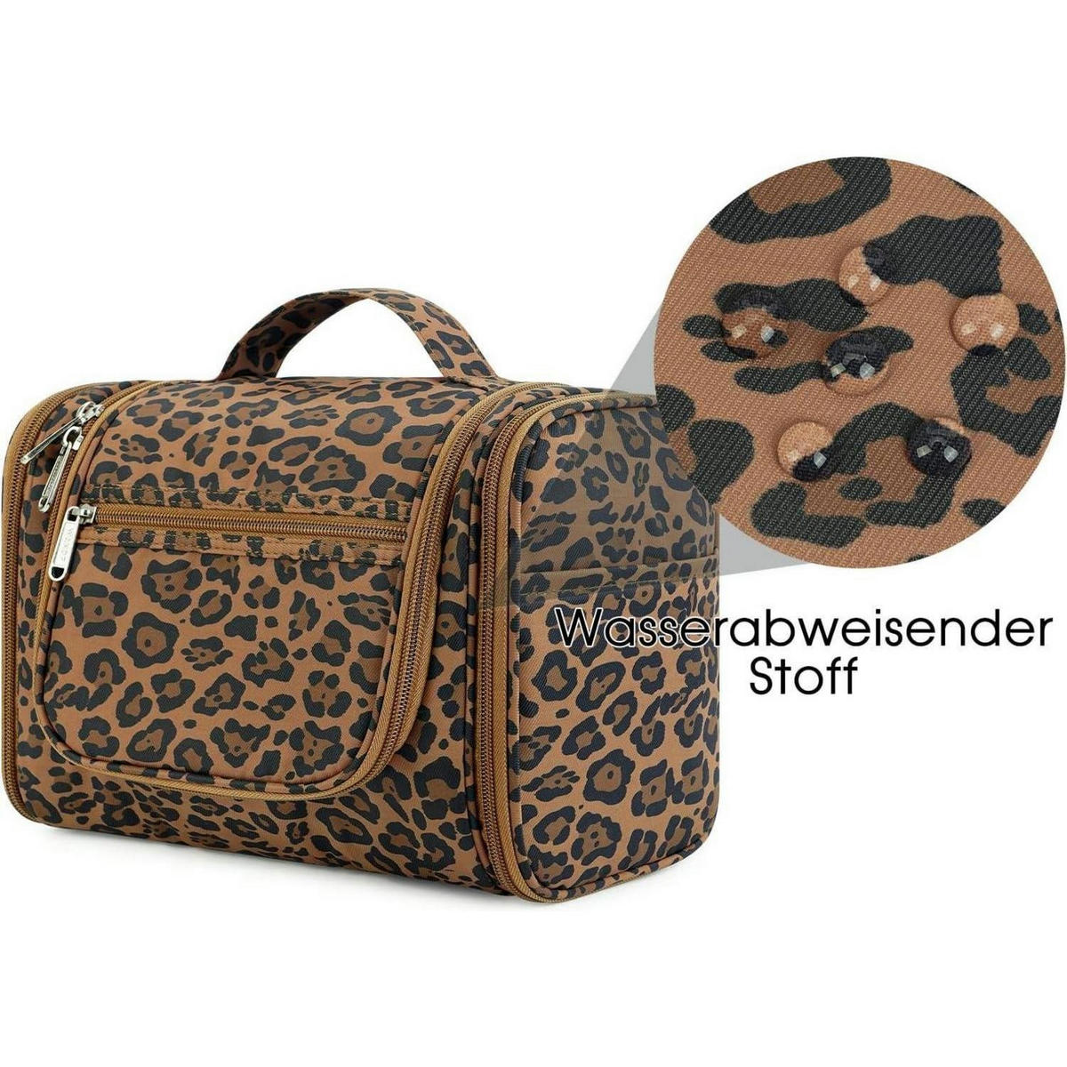 KULTURTASCHE zum Aufhängen mit Leopardenmuster 27 cm - Multicolor, Textil (5/2/5cm)