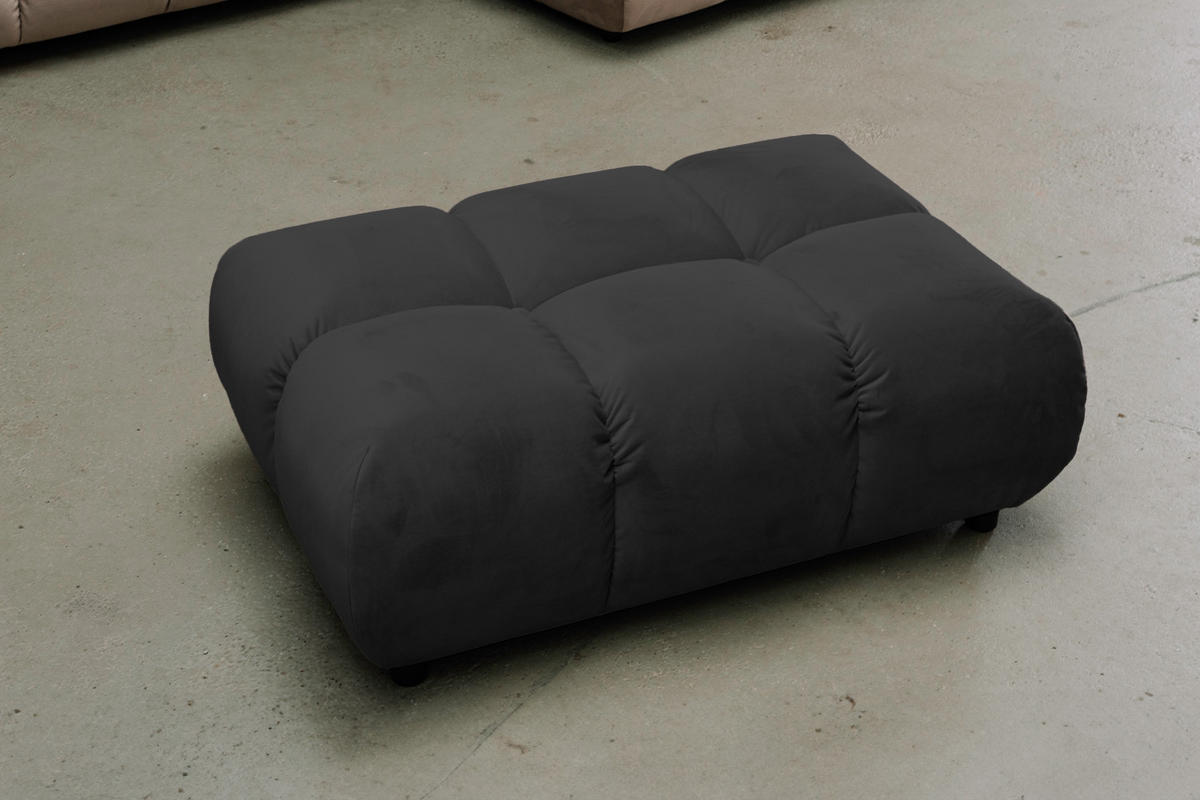 HOCKERBANK VIVIEN Schwarz Velvet - Schwarz, Textil (108/41/73cm) - KAWOLA