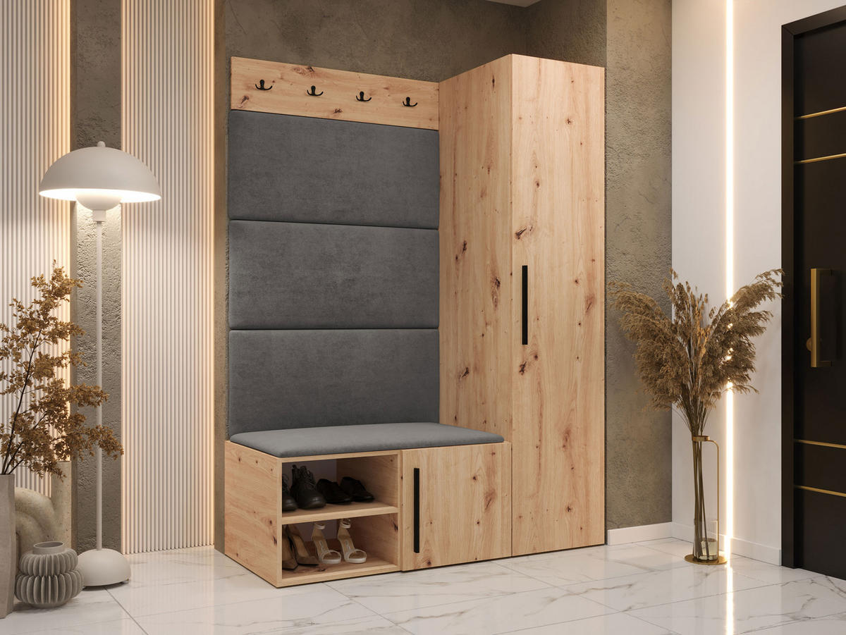 GARDEROBEN-SET Medi II - Schwarz/Eiche Artisan, Holzwerkstoff/Kunststoff (40/191/50cm) - MIRJAN24