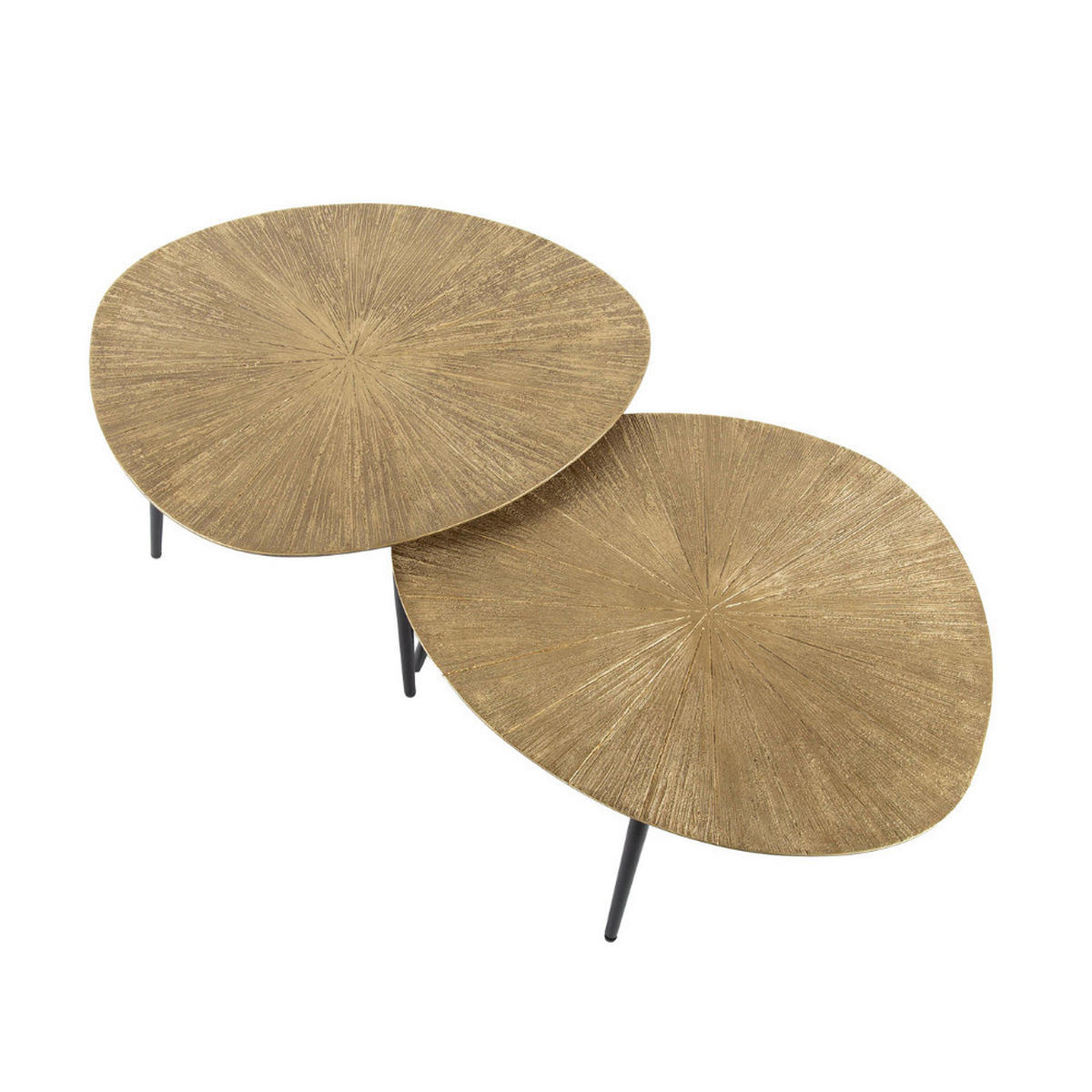 COUCHTISCH-SET SILVIO RAGGIO Organische Satztische mit Strahlenmuster in Antikgold - Goldfarben, Holz (56/71/40cm) - alesvelt