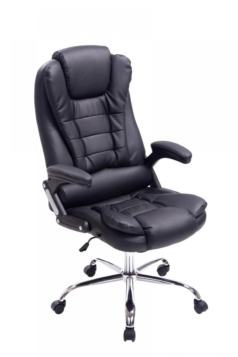 CHEFSESSEL Lederlook schwarz - Chromfarben/Schwarz, Textil/Metall (69.5/113/78cm) - CLP