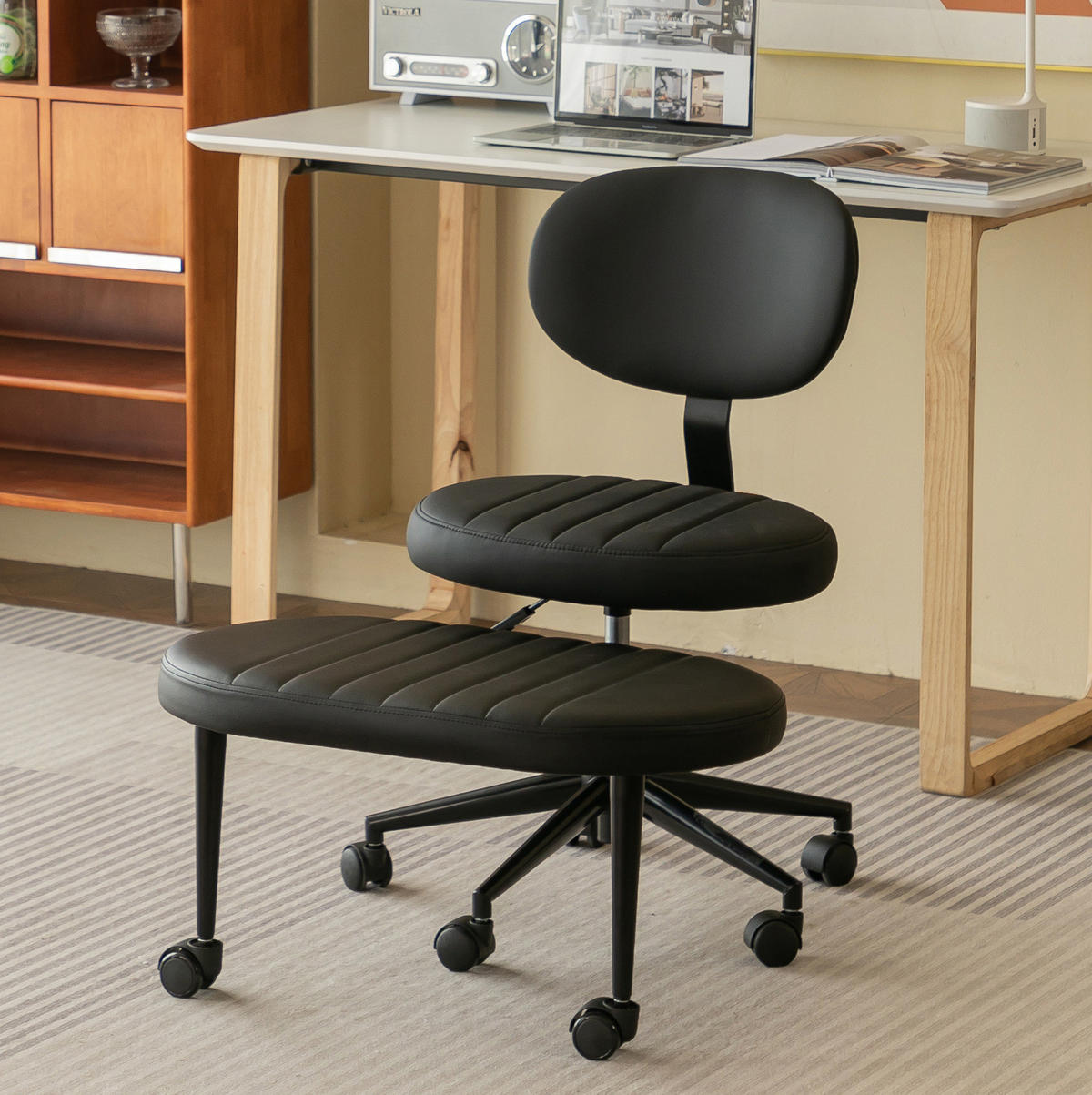 BÜROSTUHL ergonomisch drehbar Schwarz armlehnenfrei - Schwarz, Kunststoff (40/92/69cm) - Meubliv