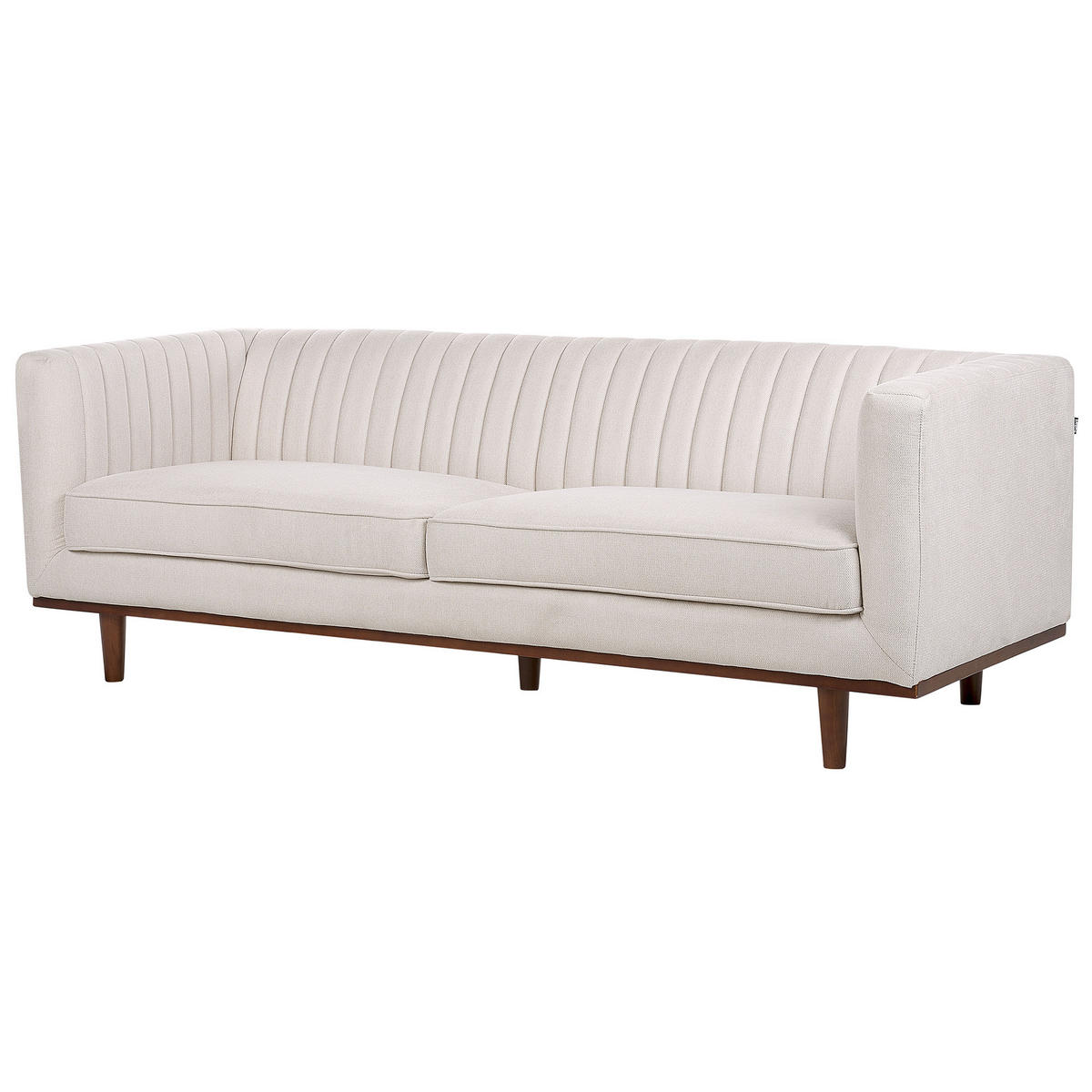 3-SITZER-SOFA beige Skaule - Dunkelbraun/Beige, Textil (205/71/82cm) - Beliani