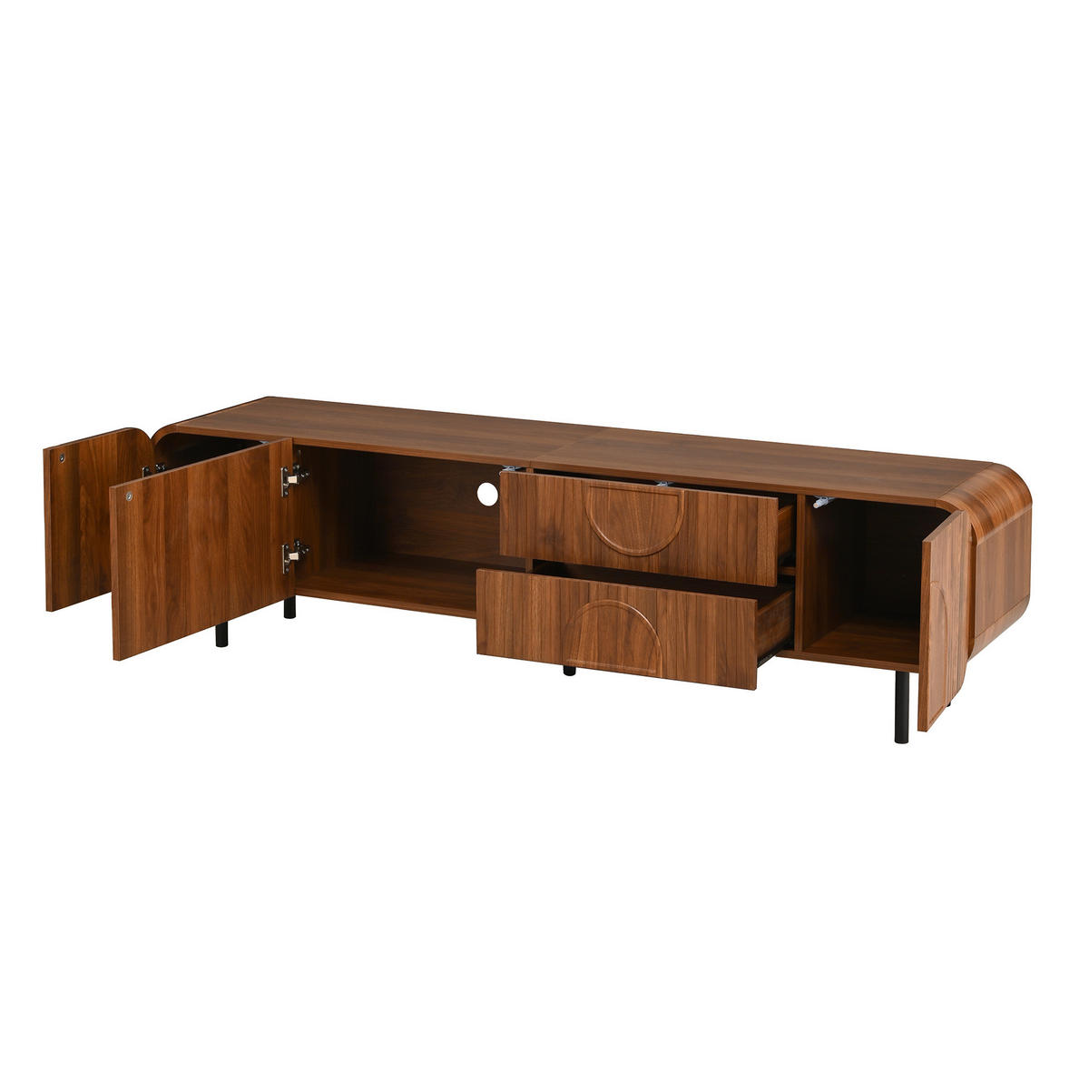 TV-ELEMENT mit 3 Türen und 2 Schubladen 180 cm MDF Nussbaum - Braun, Holzwerkstoff (40/47.5/180cm) - Beauniv