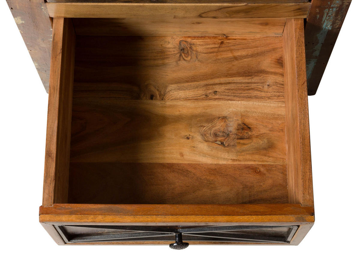 KOMMODE Altholz 55x45x122 mehrfarbig lackiert NATURE OF SPIRIT #129 - Multicolor, Holz (55/122/45cm) - Massivmoebel24