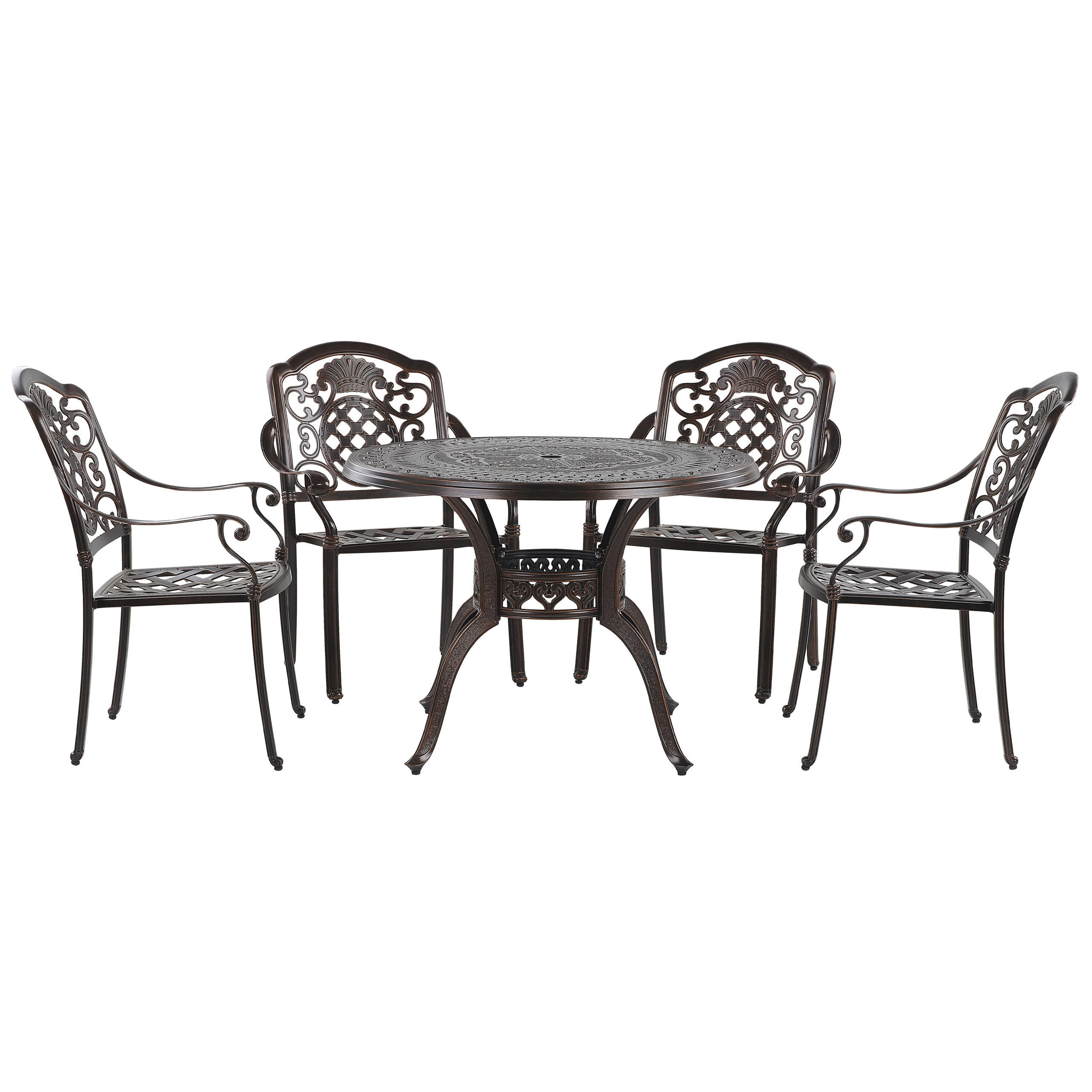 GARTENMÖBEL SET 4-Sitzer Aluminium dunkelbraun Salento - Beige/Braun, Metall - Beliani