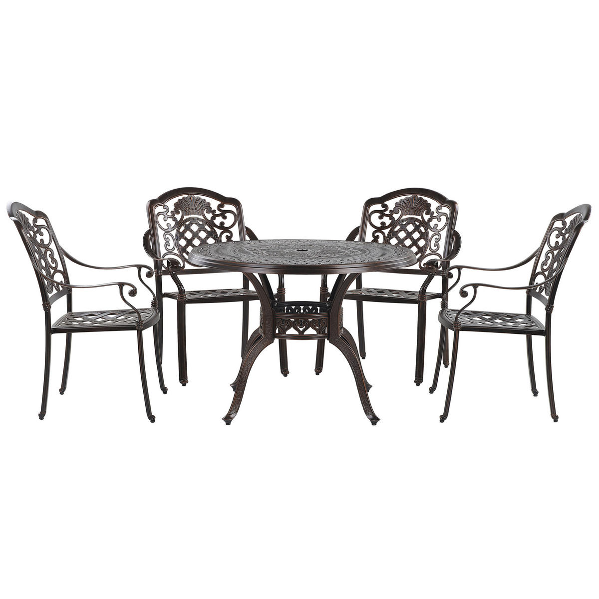 GARTENMÖBEL SET 4-Sitzer Aluminium dunkelbraun Salento - Beige/Braun, Metall - Beliani