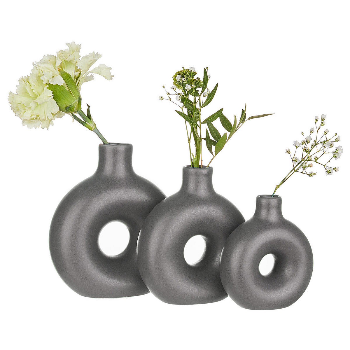MINI-VASE (6er Set) Loopy - Grau, Stein (12cm) - Butlers