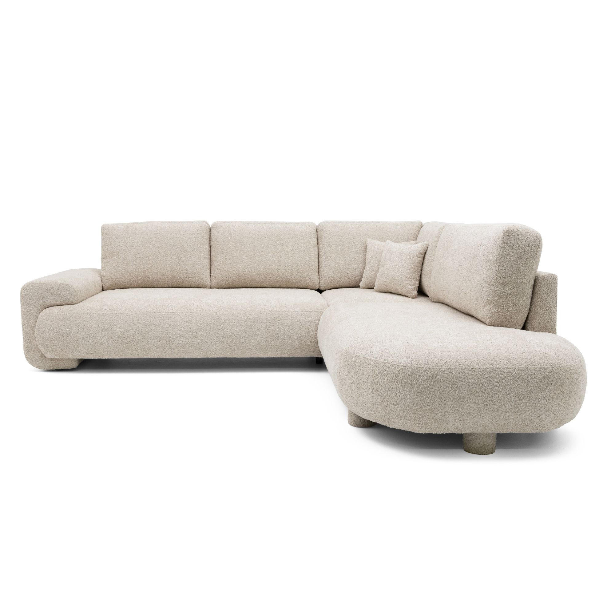 4-SITZER Ecksofa MIRABEL L Rechts 255x285 cm Bouclé Creme - Creme, Holz/Kunststoff (255/285cm) - Muffo