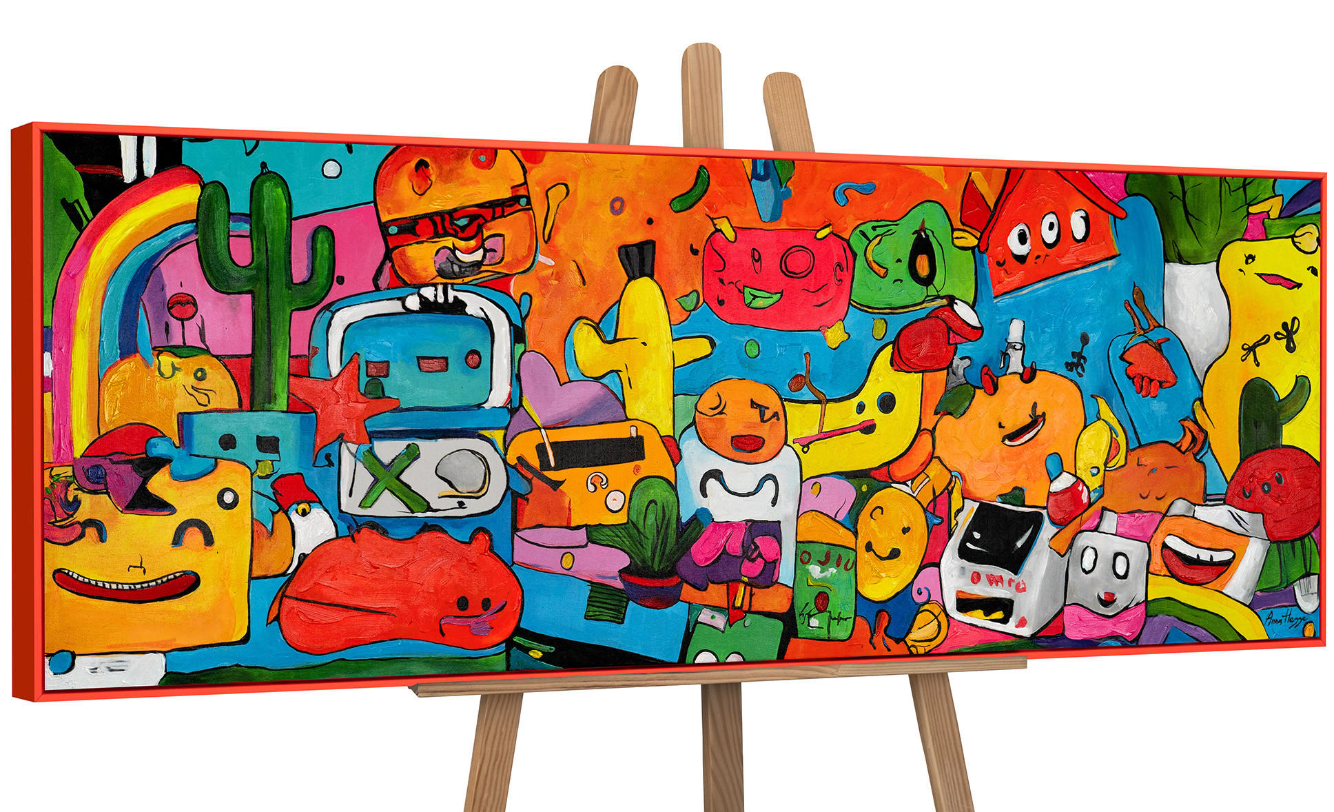 YS-art gallery Gemälde Rot 150x50 cm