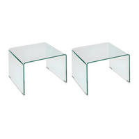 2ER-SET Nachttische - Glas - SUZANA - Transparent, Glas (50/40/40cm) - Vente-Unique