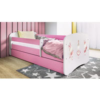 KINDERBETT Tanzende Häschen 80x180 cm mit Matratze, Schublade, Rausfallschutz & Lattenrost, Rosa - Rosa, Holzwerkstoff (80/180cm) - RAUMHIRSCH FURNITURE