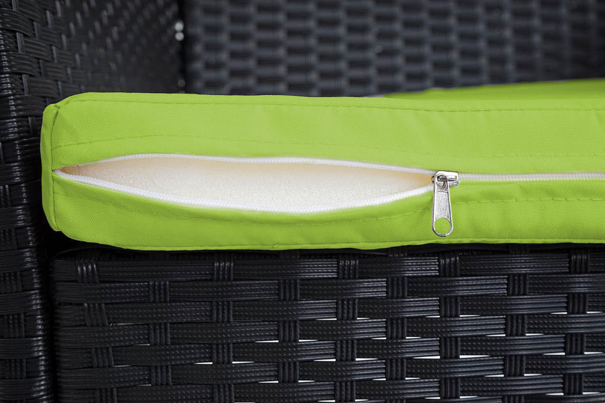 POLY-RATTAN GARTENBANK Anthrazit, Grün - Anthrazit/Grün, Kunststoff (106/83/60cm) - MCW