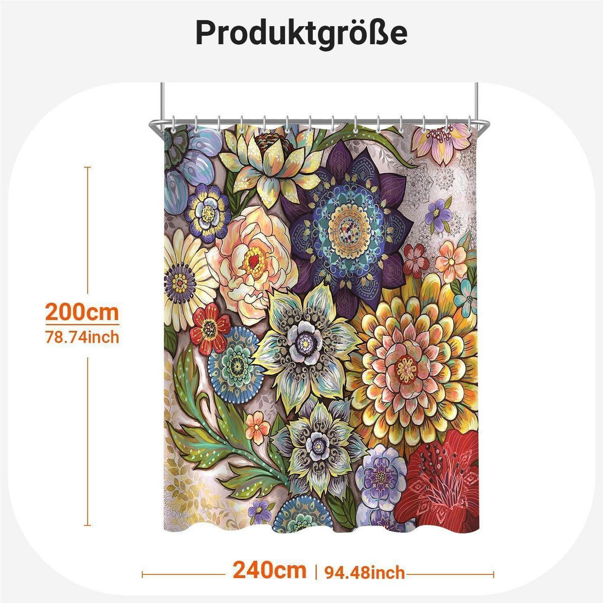DUSCHVORHANG Böhmische Blume 240 x 200 cm - Multicolor, Textil (240/200cm)