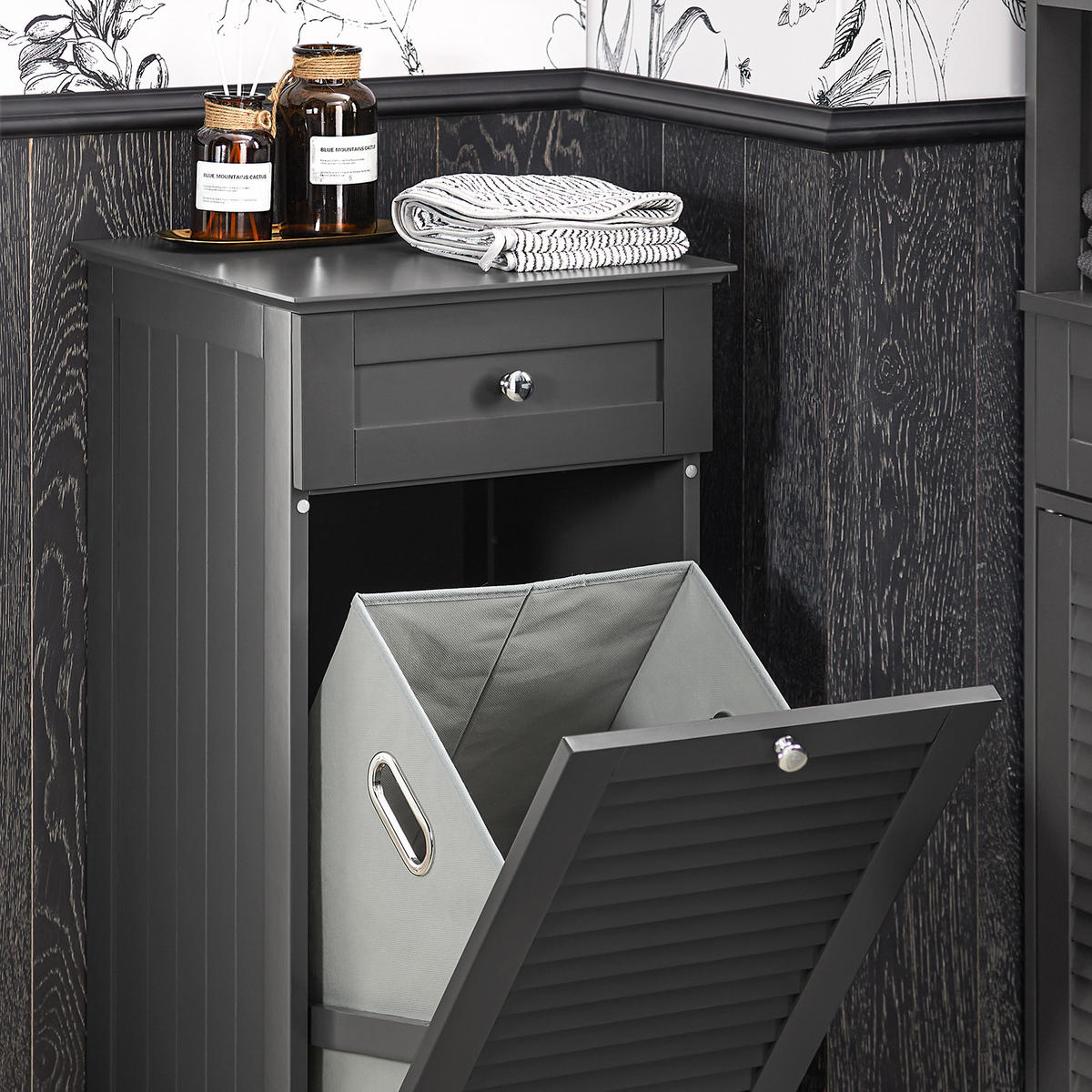 WÄSCHESCHRANK Grau - Grau, Holzwerkstoff (40/90/38cm) - SoBuy