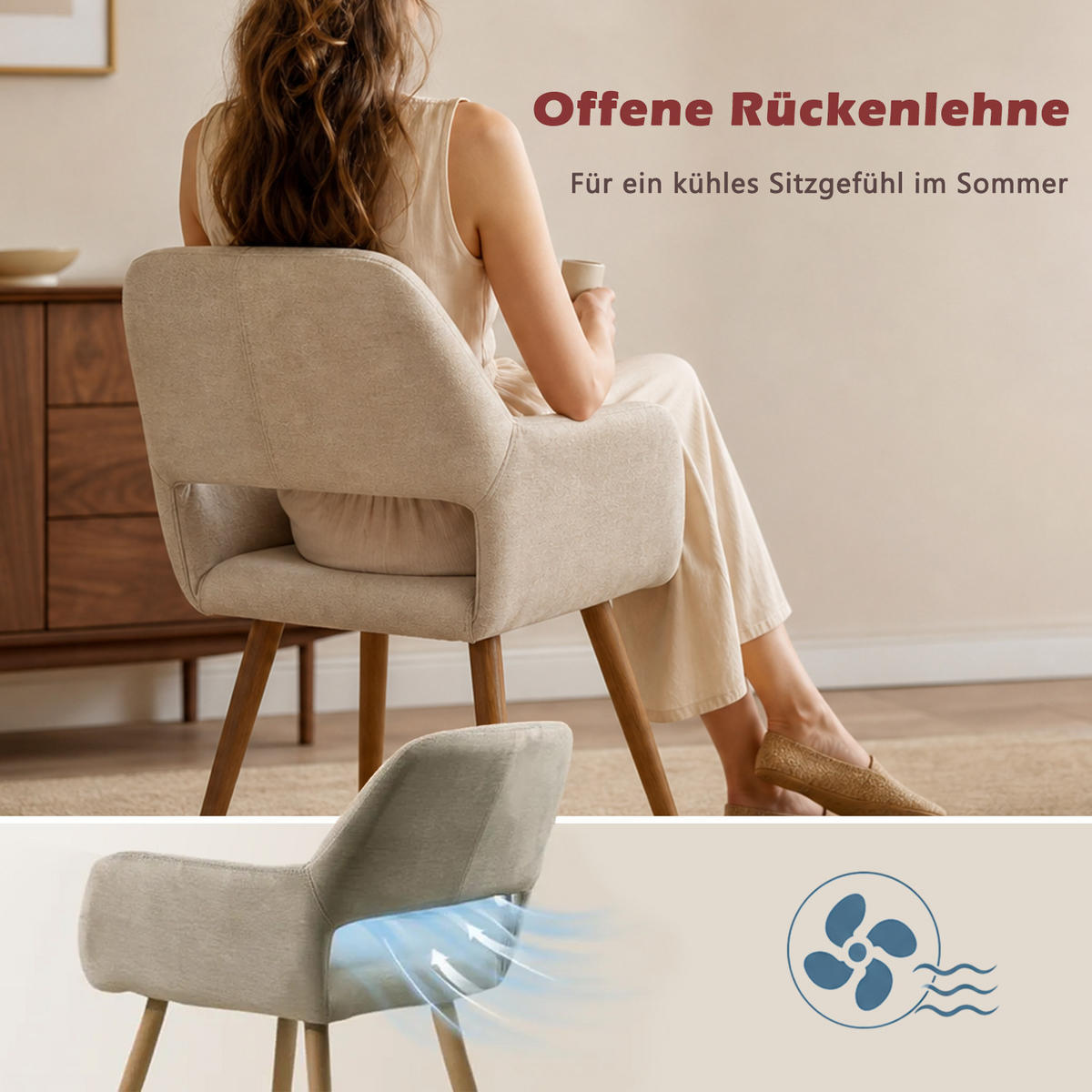 ESSZIMMERSTÜHLE 4er-Set, gepolsterte Sitzfläche aus Stoff, Metallbeine, Beige - Beige, Textil/Metall (54.5/78/53cm) - Meubles Cosy