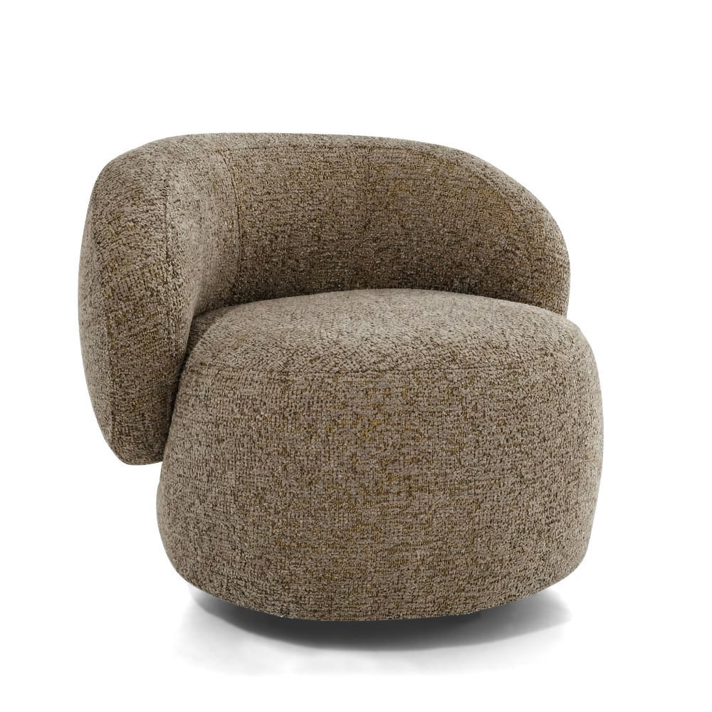 SESSEL Mao, Drehsessel mit runder Form, Hellbraun, Chenille-Stoff - Hellbraun, Textil (99/82/91cm) - Beautysofa