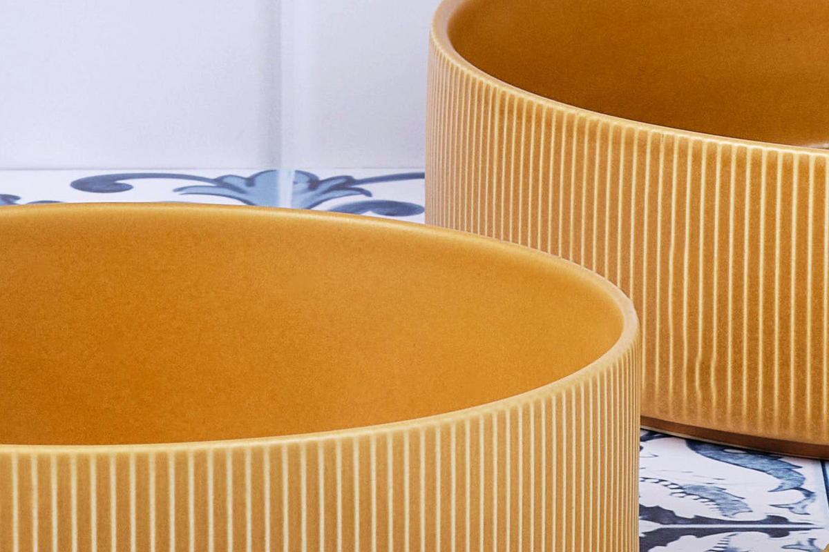 SALATSCHALEN Scandi Ø21,5cm und Ø27,5cm - 2er-Set - Ocre - Gelb, Keramik - Björn