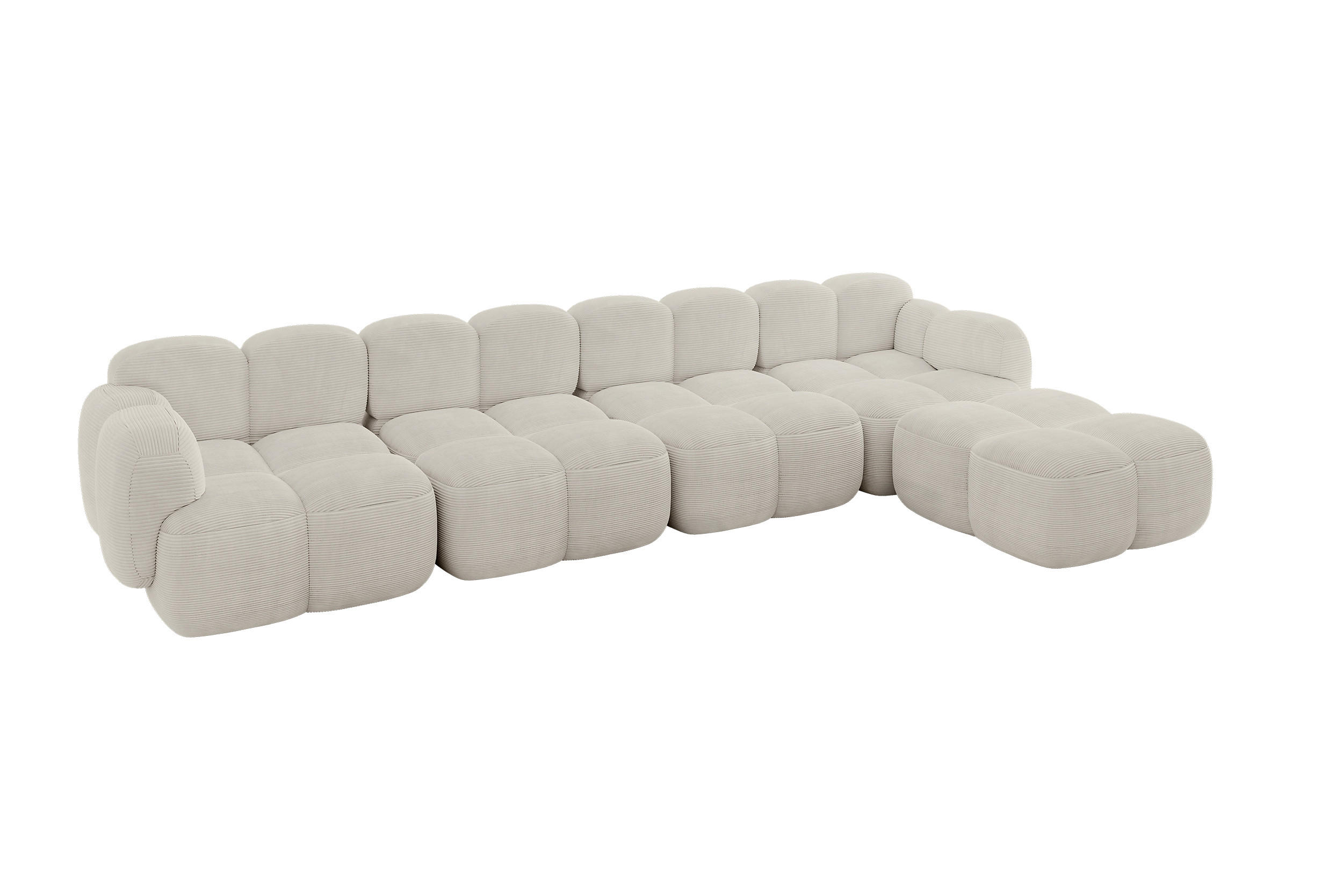 ECKSOFA modulares Sofa Rechts Miko-L3 390x205x75 Creme Cord - Schwarz/Mokka, Holzwerkstoff/Kunststoff (390/205cm) - ALTDECOR