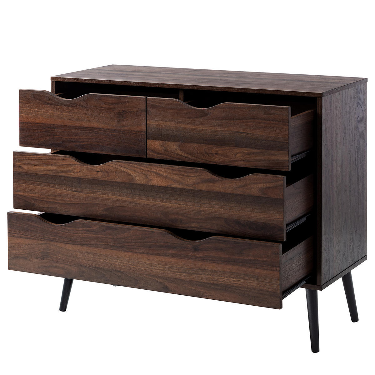 KOMMODE - 4 Schubladen, Walnuss Dekor - Walnussfarben, Holz/Holzwerkstoff (99/82/39cm) - home24