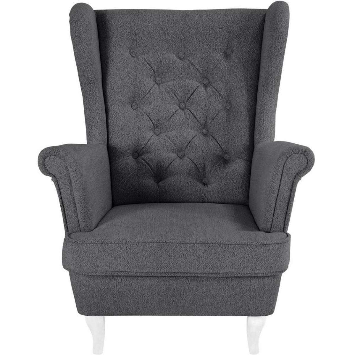 CHESTERFIELD-SESSEL Falco dunkelgrau mit Weiß Holzbeinen - Dunkelgrau/Weiß, Holz/Textil (82/102/92cm) - Beautysofa