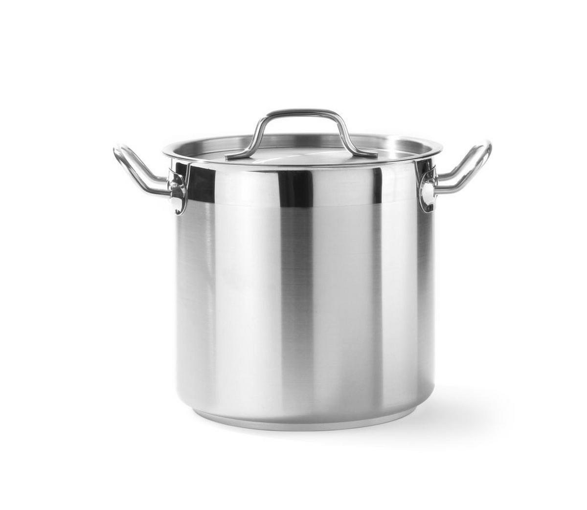 PROFI Line hoher Topf mit Deckel, Sandwichboden, 6 l, Durchmesser 200 x 190 mm (Höhe) - Hendi 832202 - Schwarz/Weiß, Metall (25/30/25cm) - Hendi