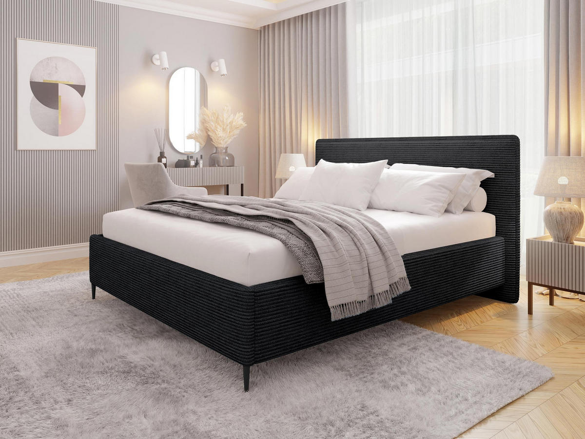 POLSTERBETT Puretta - Anthrazit/Schwarz, Holzwerkstoff/Textil (180/200cm) - MIRJAN24