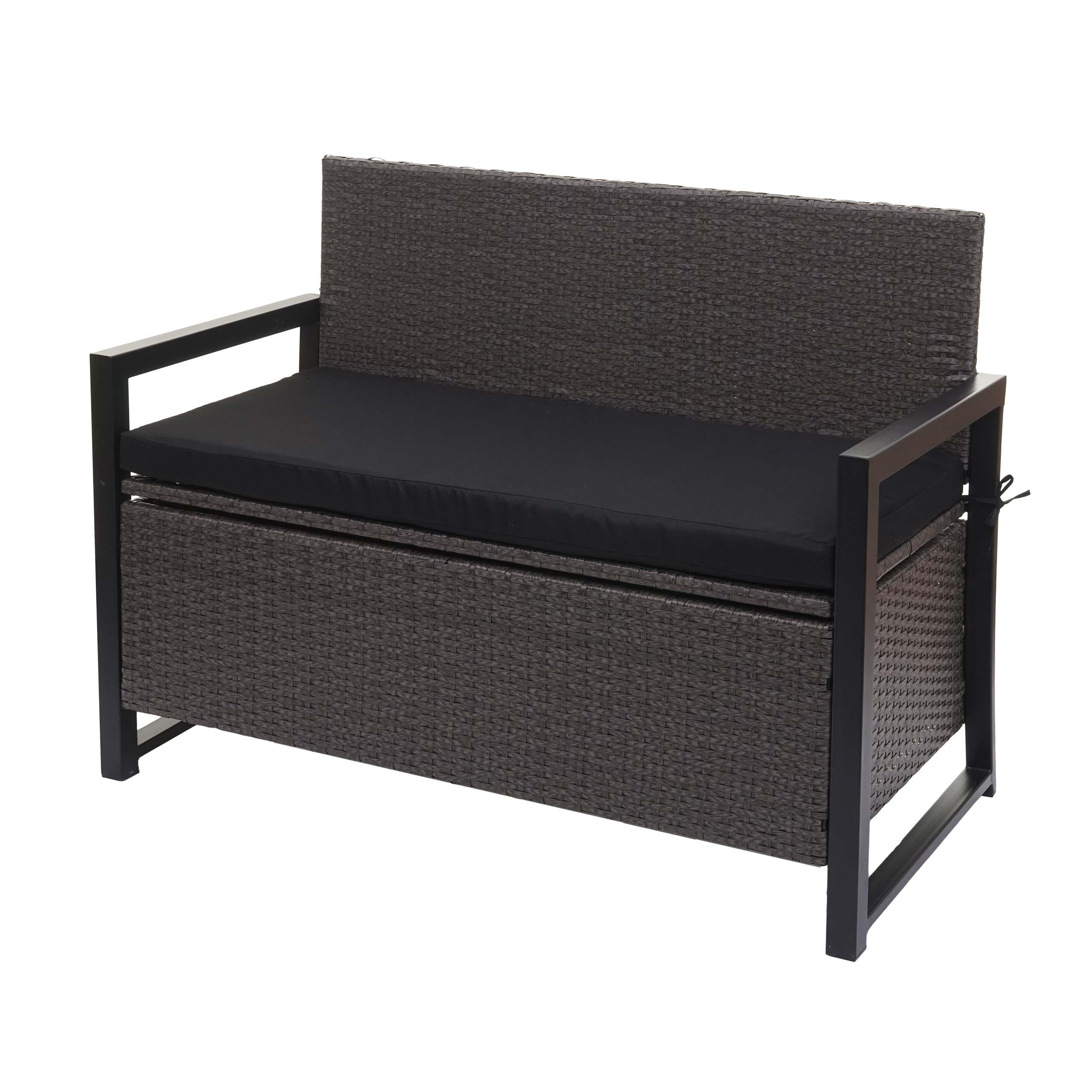 POLY-RATTAN 2ER SITZBANK Grau, Schwarz - Schwarz/Grau, Kunststoff (117/87/57cm) - MCW