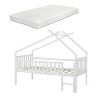 KINDERBETT Sotkamo mit Matratze - Weiß, Holz (90/200cm) - [en.casa]