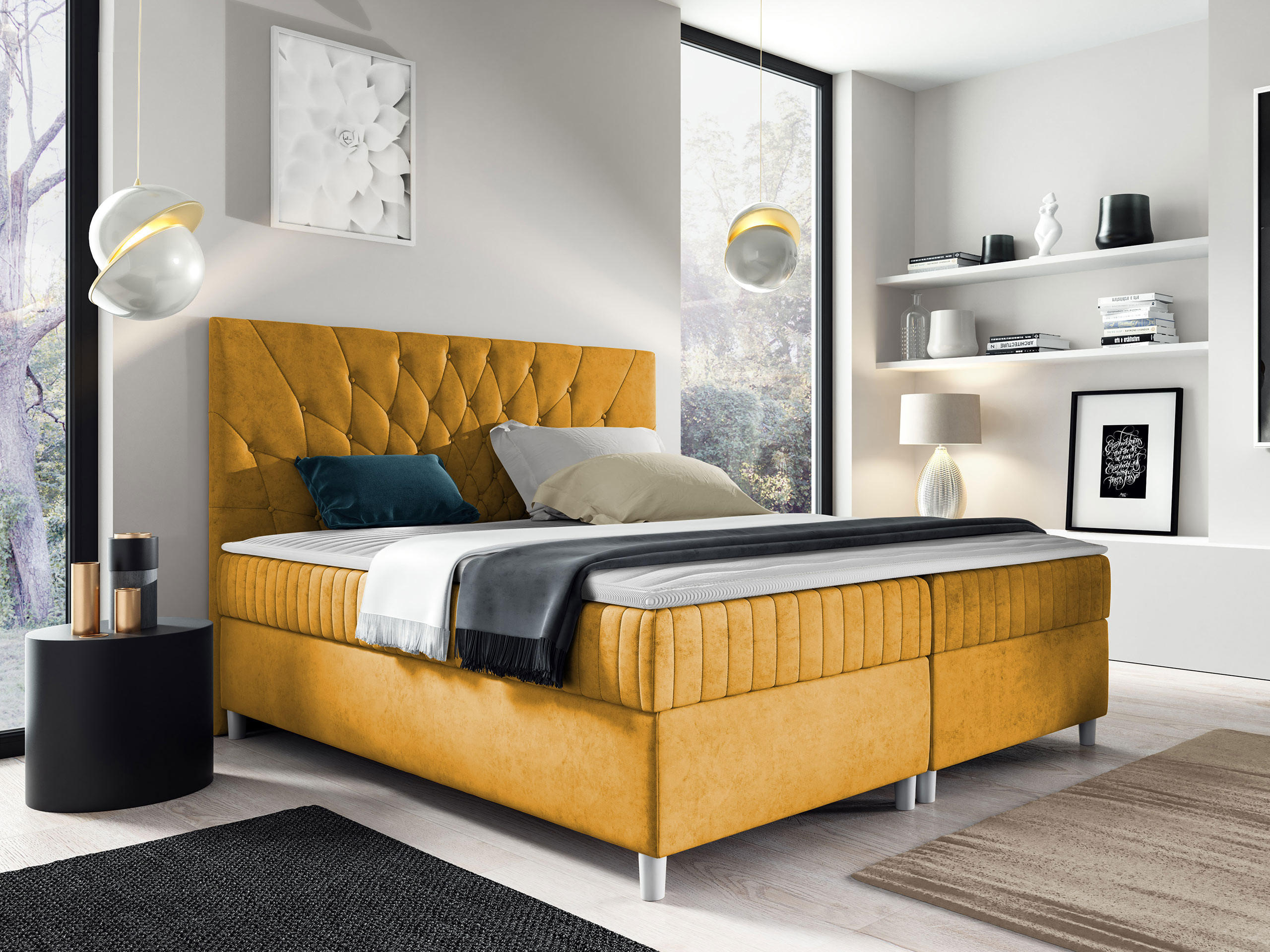 BOXBETT Prowansja - Gelb, Holz (160/200cm) - MIRJAN24