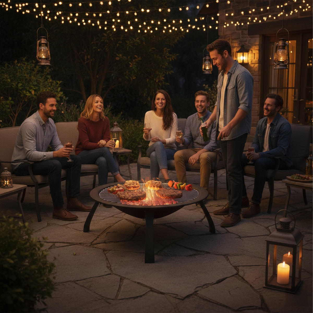 FEUERSCHALE - Schwarz, Kunststoff/Metall (60/37/60cm) - Relaxdays