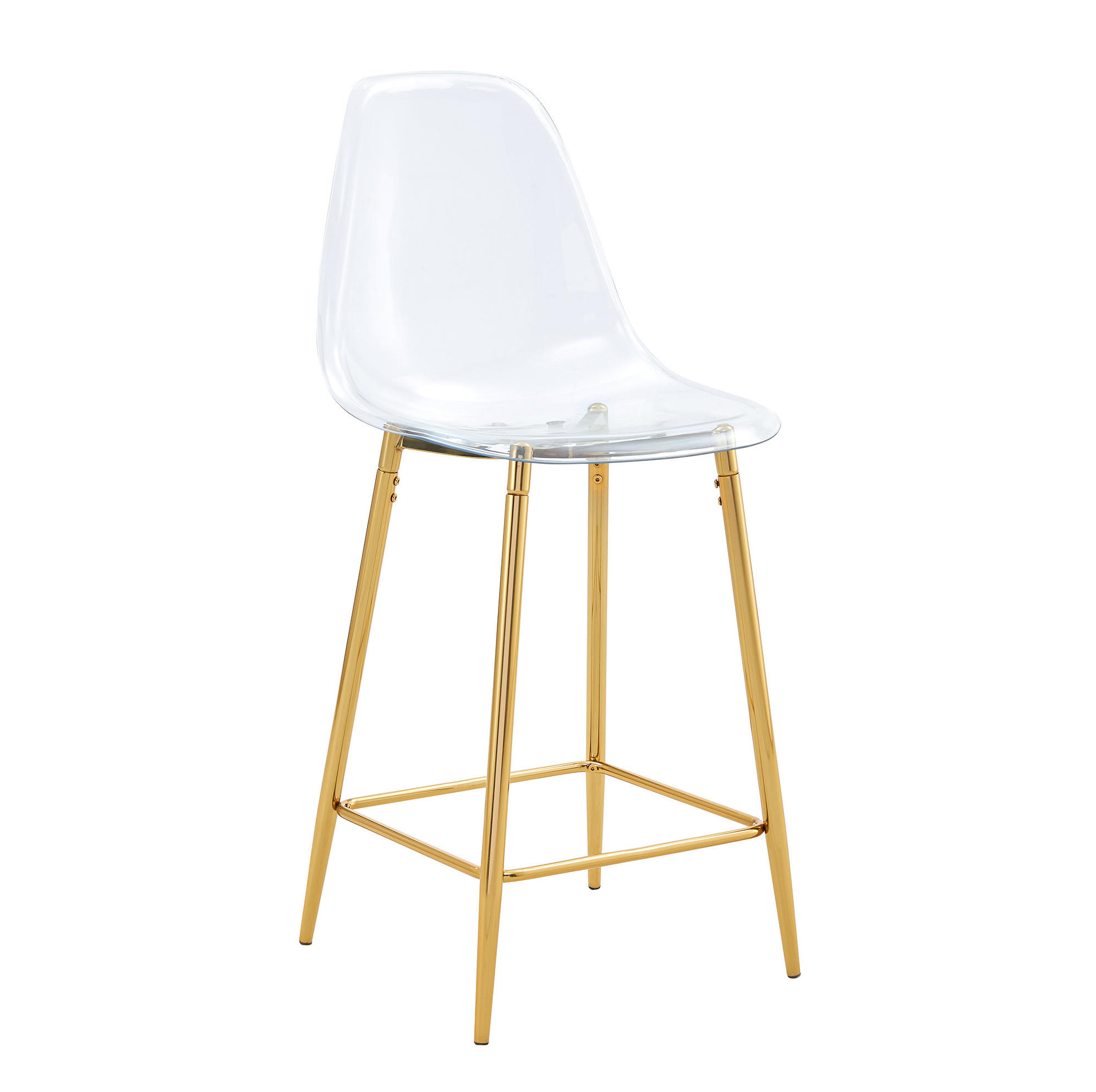 BARHOCKER transparenter Kunststoffsitz mit Metallgestell in Gold - Goldfarben, Kunststoff (45/102/51cm) - MIVRAY
