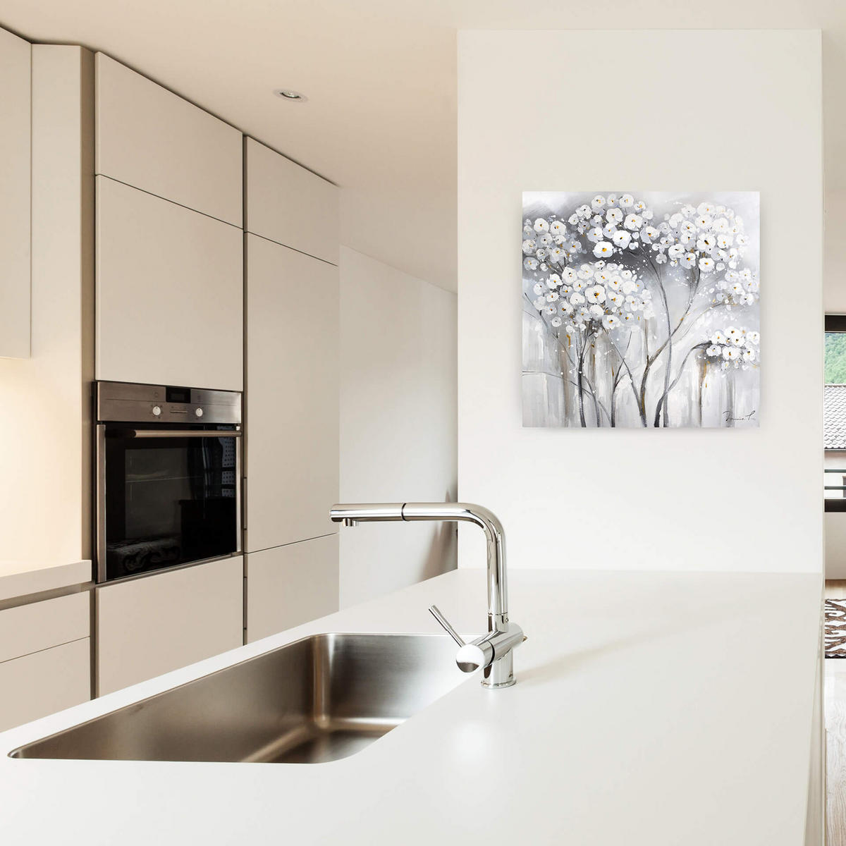 ÖLGEMÄLDE 80/80 cm - Schwarz/Grau, Holz/Textil (80/80cm) - KUNSTLOFT