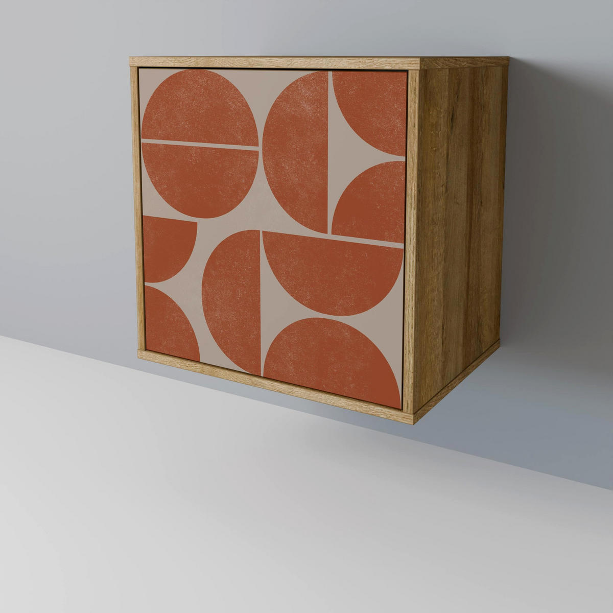 SIDEBOARD REPETITION COMPULSION, Eichefarben, 57,5x42x72,5 cm, Schwarze Metallfüße - Eichefarben/Multicolor, Holzwerkstoff/Metall (57.5/72.5/42cm) - SpaceRebels