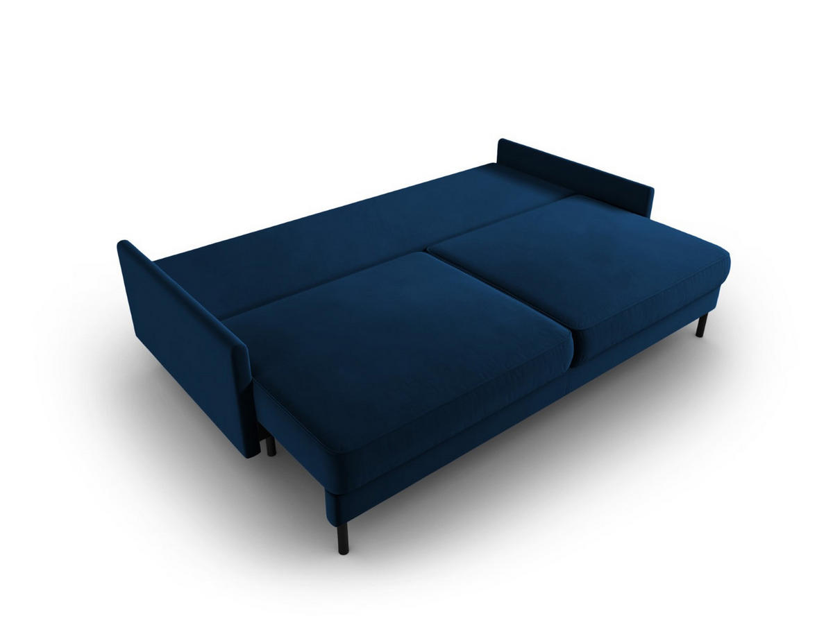 AUSKLAPPBARES-SOFA mit Bettkasten Scott aus Samt königsblau 3 Sitzplätze - Blau, Textil (97/87/212cm) - Micadoni