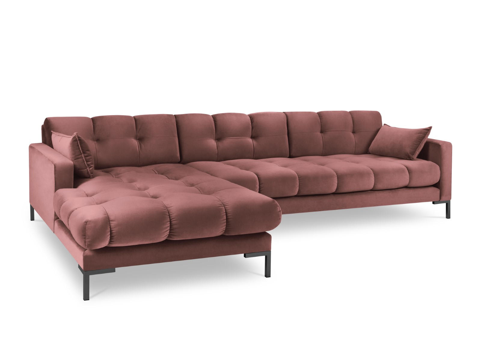 ECKSOFA links Mamaia aus Samt rosa 5 Sitzplätze - Pink, Textil (185/293cm) - Micadoni