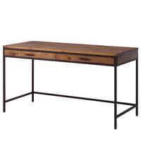 SCHREIBTISCH - Pinie massiv / Metall, Pinie Dunkel / Schwarz - Pinienfarben, Holz (60/140/76cm) - home24