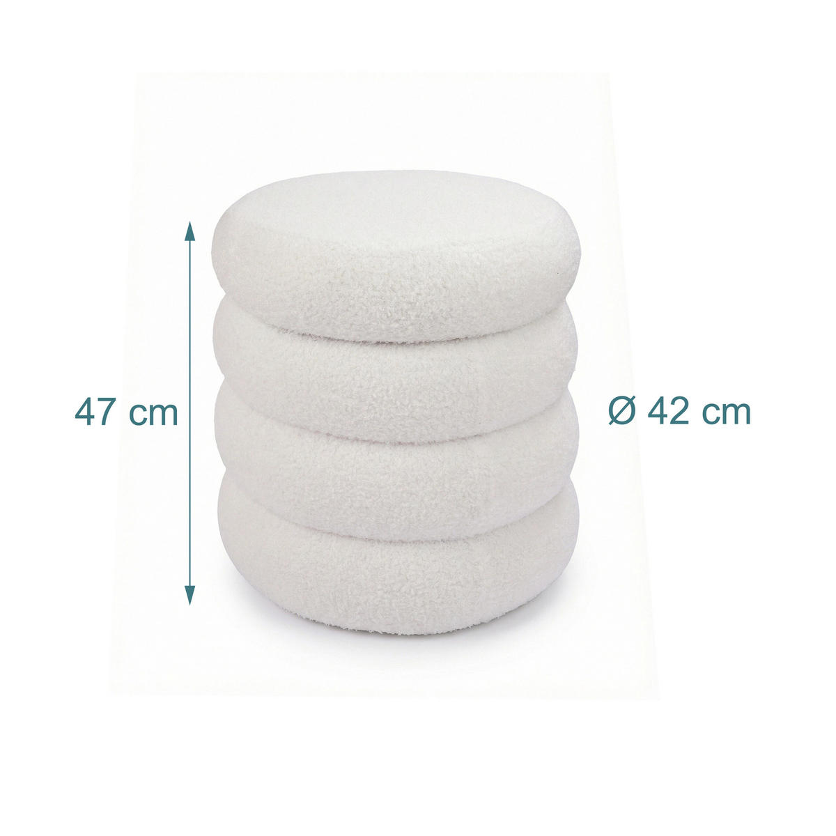 SEDACÍ taburet Bubble - bílá, kompozitní dřevo/textil (42/47/42cm) - Relaxdays